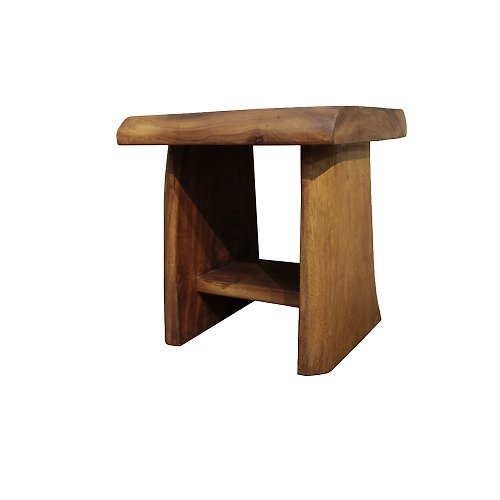 吉迪市 JatiLiving 【吉迪市100%原木家具】SN027AA 原木厚板造型單人椅凳 矮凳