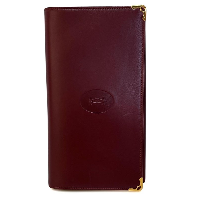 本物 Cartier カルティエ 長財布 がま口 マストライン レザー ボルドー 中古 - 錢包/皮夾/長短夾 - 真皮 紅色