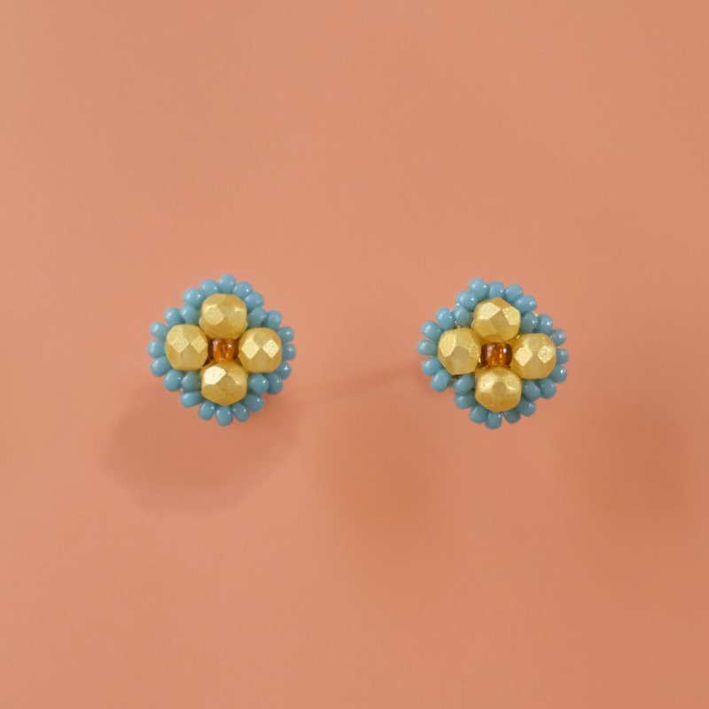 Yellow and Blue Flower Earrings - Earrings & Clip-ons - Glass Yellow