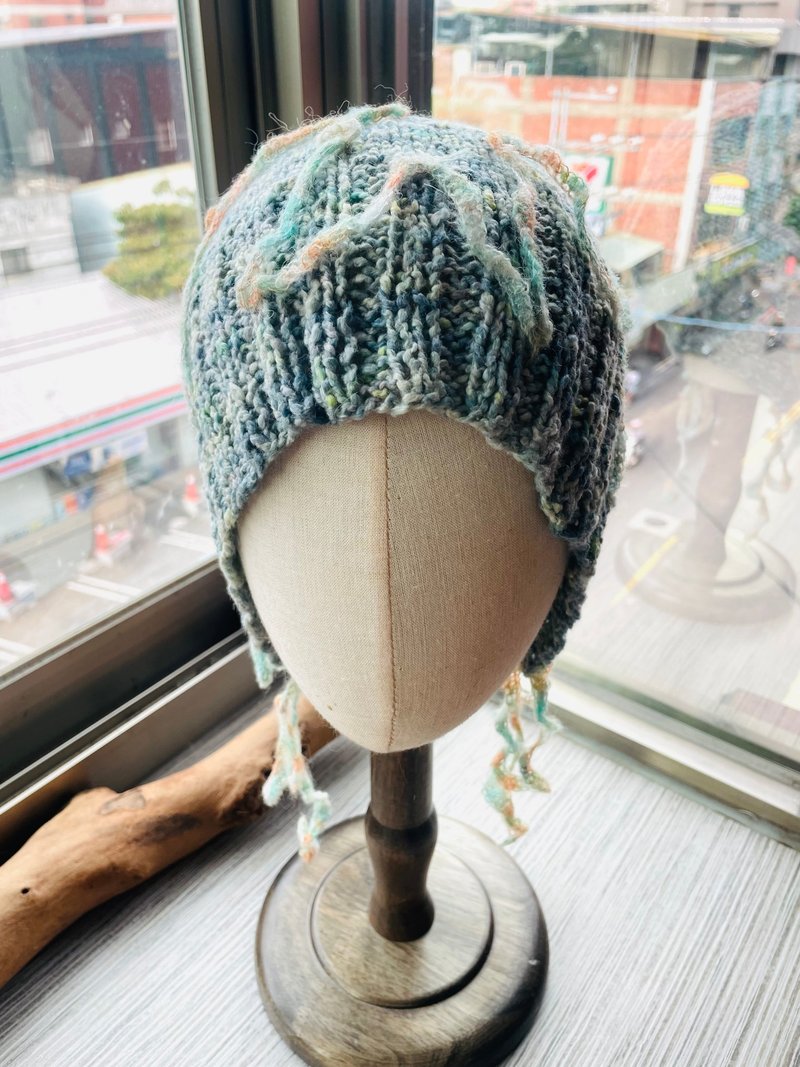 革物製織丨手染美麗諾半棉半毛_輕毛帽 - 帽子 - 羊毛 