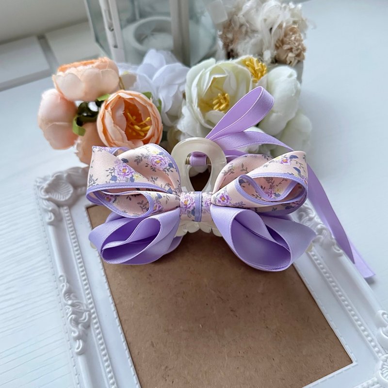 獨家款長型蝴蝶結抓夾鯊魚夾髮夾髮飾頭飾-紫膚色 - 髮夾/髮圈 - 其他材質 紫色