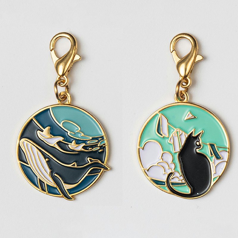 S+ Elegant Black Cat Key Ring/ Deep Sea Blue Whale Key Ring can be purchased as a customized key ring - ที่ห้อยกุญแจ - โลหะ หลากหลายสี