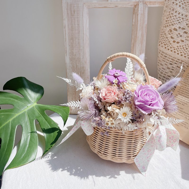Permanent flowers/preserved flowers, small flower baskets, Mother's Day gifts, housewarming gifts, house gifts, home decorations - Dried Flowers & Bouquets - Plants & Flowers 