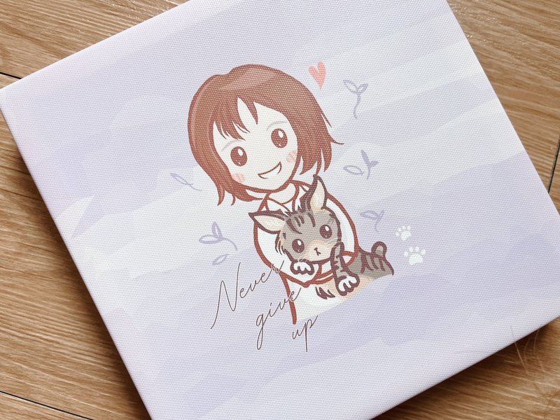【客製・無框畫】原創插畫・似顏繪人像寵物・生日紀念品交換禮物 - 似顏繪/客製畫 - 其他材質 白色
