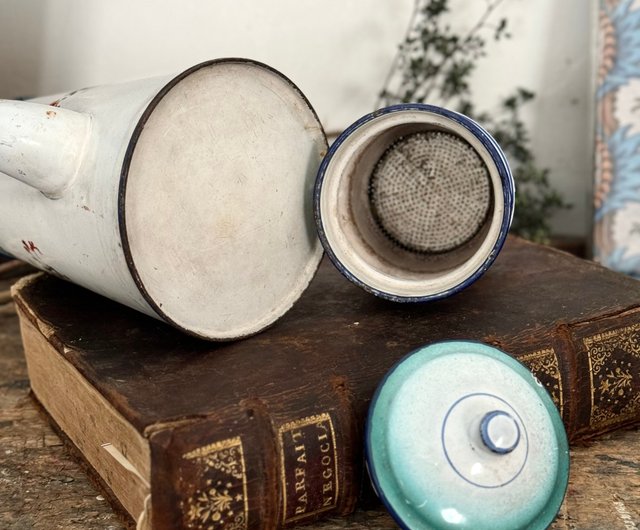 30973フランスアンティークホーローコーヒーポット French antique