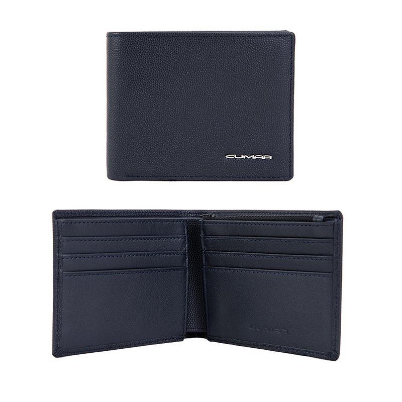 CUMAR PLANET with long zipper inside SHORT WALLET - กระเป๋าสตางค์ - หนังแท้ สีน้ำเงิน