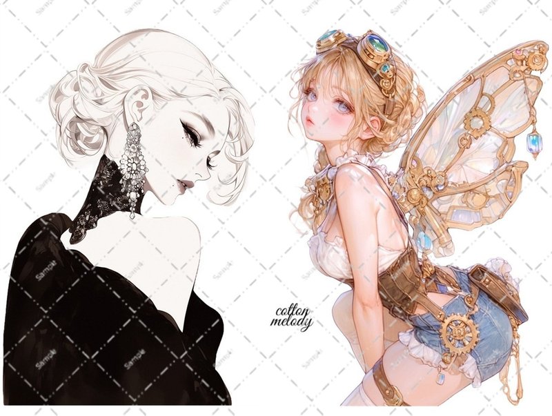 original sticker no.6553 人物ステッカー オリジナルステッカー 人物ステッカー 女の子ステッカー オリジナル人物ステッカー - 貼紙 - 紙 