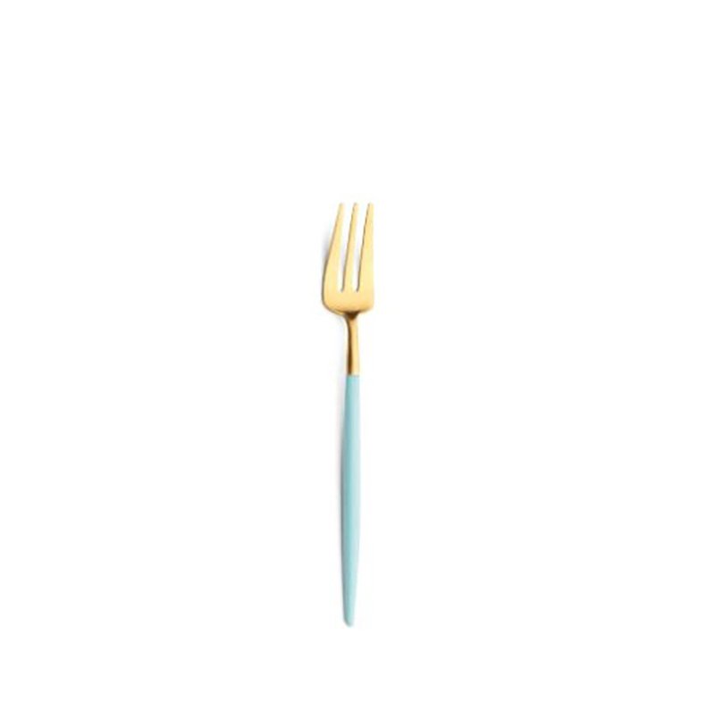 Portugal Cutipol GOA Tiffany Gold 17CM Fruit Three Forks - Cutlery & Flatware - Stainless Steel Blue