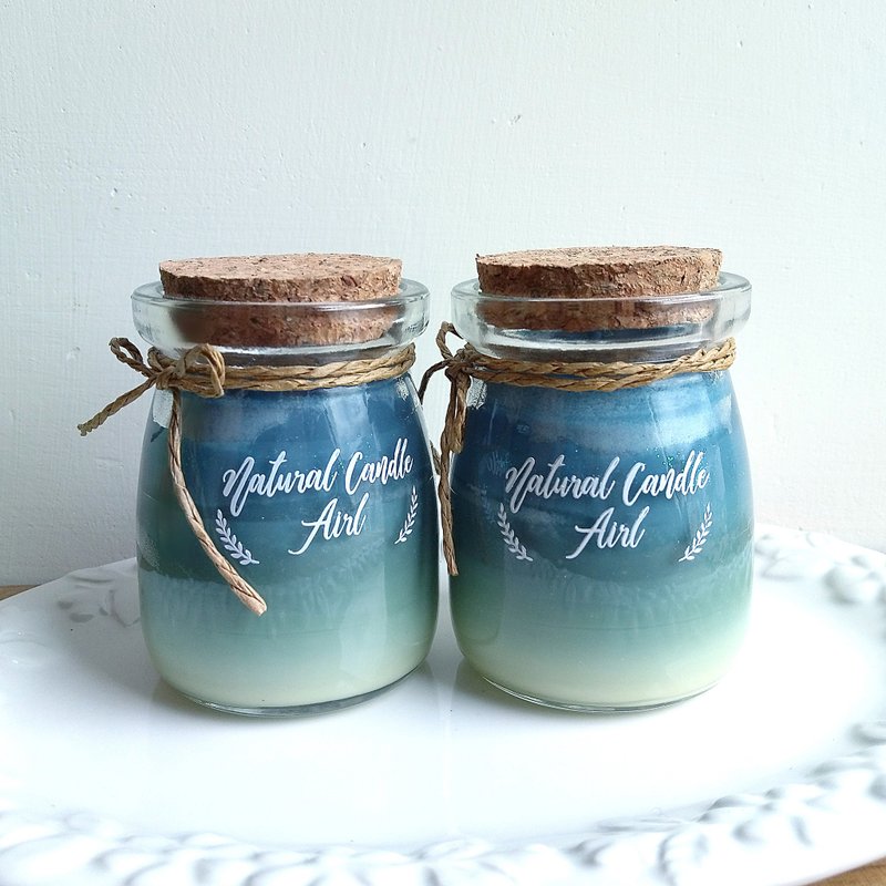 Ocean | Pure Essential Oil Scented Soy Candle ~ Mint Lemongrass | Wedding gift - เทียน/เชิงเทียน - ขี้ผึ้ง สีน้ำเงิน