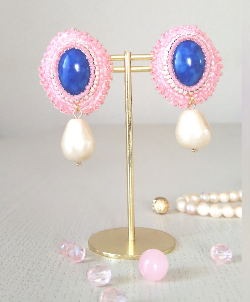 Acrylic cabochon piercing earrings - ต่างหู - วัสดุอื่นๆ หลากหลายสี