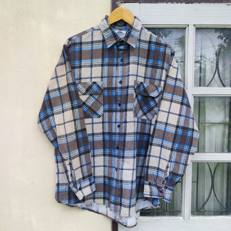 Vintage Fieldmaster Cotton Check Light Flannel Shirt - Men's Shirts - Other Materials Brown