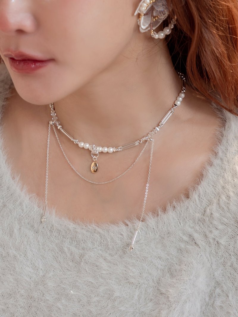 人造糖霜。MUCHAT手作14KGP水晶珍珠星星項鍊 - 項鍊 - 其他金屬 銀色