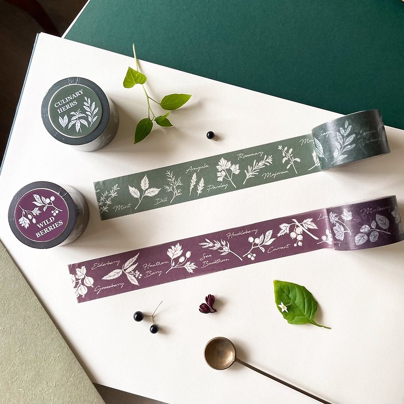 植物園散策・植物・花・果物の紙テープ（2種）（幅2.5cm×長さ5m） - マスキングテープ - 紙 多色