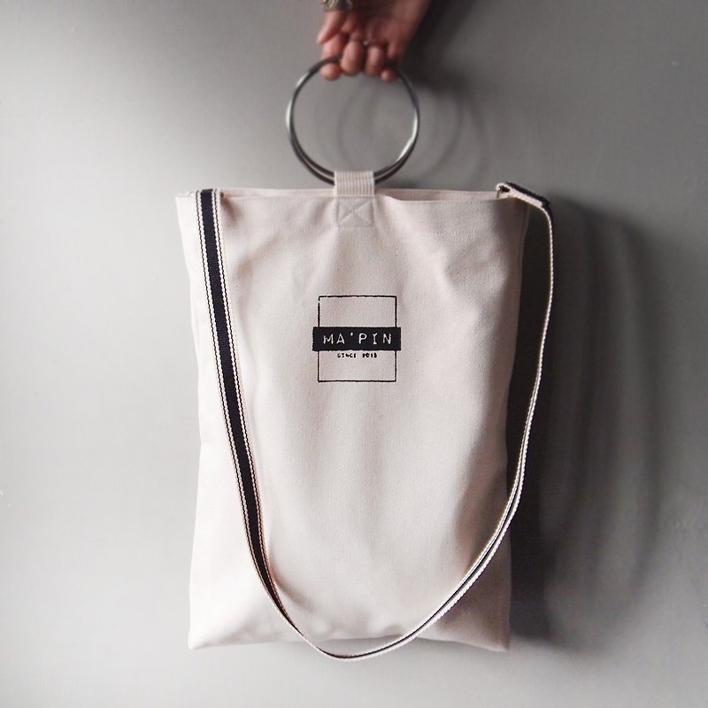 Classic LOGO-black (with strap) canvas tote bag