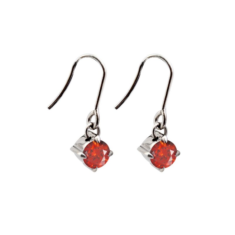 純淨光芒 熱情紅 純鈦耳環一對 七色混搭贈鈦貼兩入 - 耳環/耳夾 - 寶石 紅色