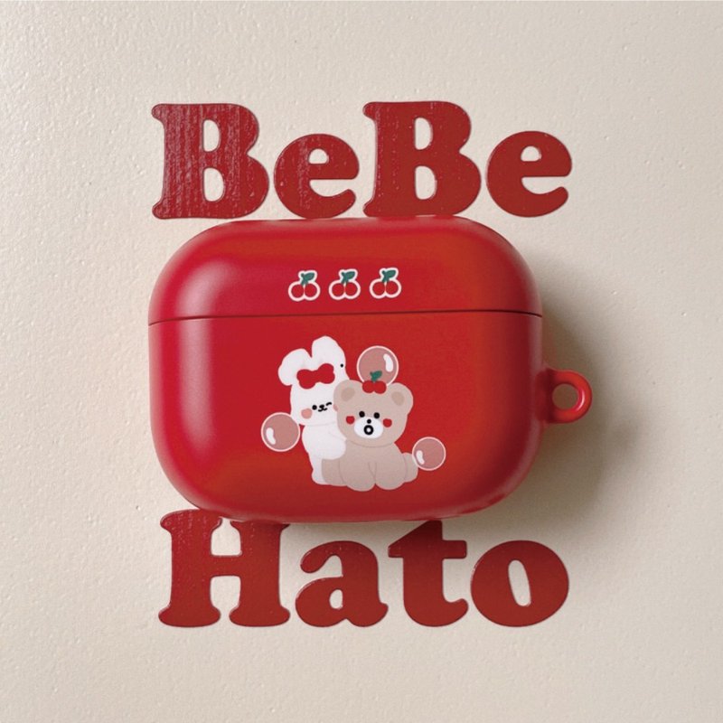 櫻桃 BEBE 與 HATO 耳機保護殼 / 耳機保護套 - AirPods/耳機保護套 - 塑膠 紅色