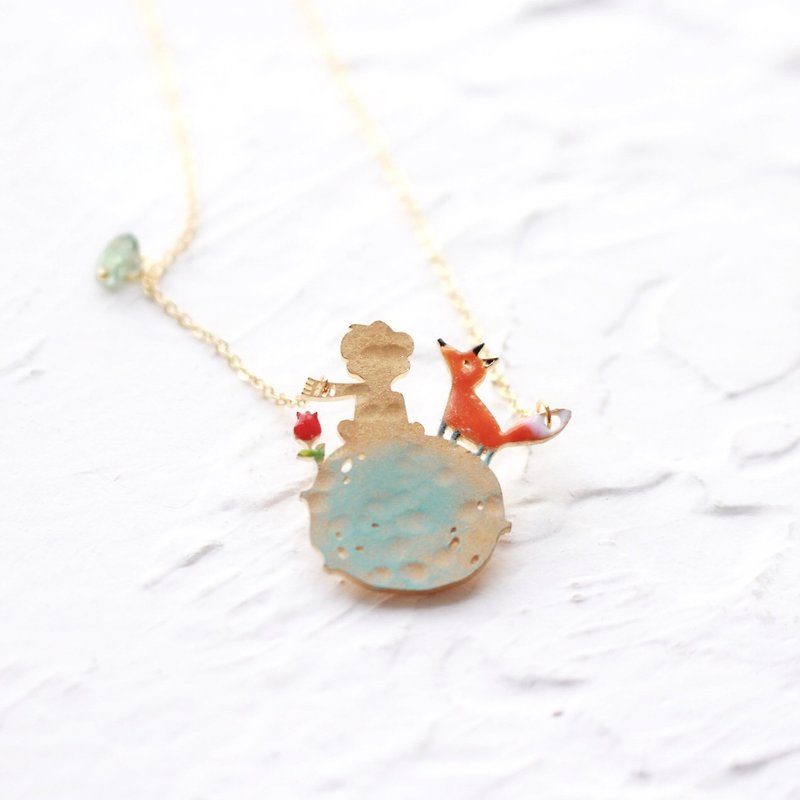 Little Prince Rose Fox Necklace I Story_My LOVE - Necklaces - Copper & Brass Gold