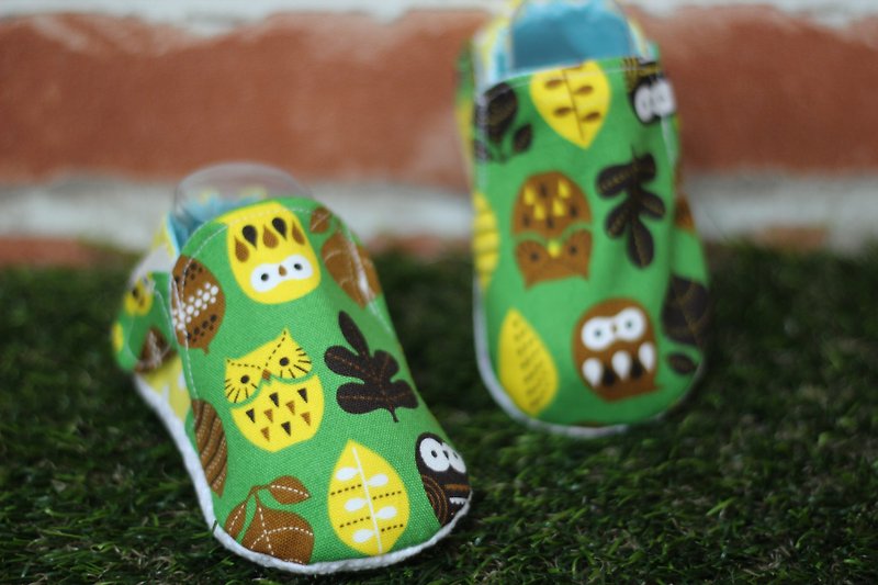 Owl toddler <green> - รองเท้าเด็ก - ผ้าฝ้าย/ผ้าลินิน สีเขียว