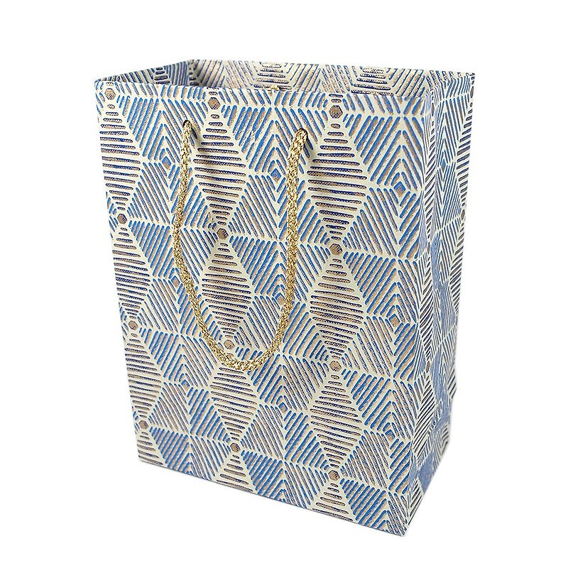 Blue Woven-M [Shizen-Handmade Paper Gift Bag]