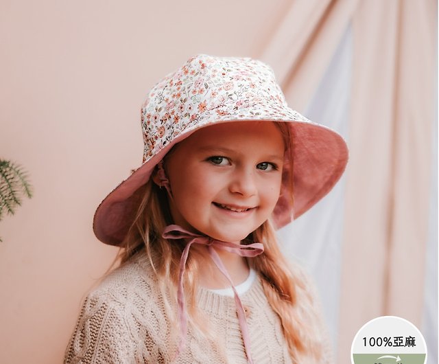 Bedhead linen wide-brimmed hat UPF50+ sun protection hat - star flower  double-sided children's hat - Shop Cozyfeel Baby Hats & Headbands - Pinkoi