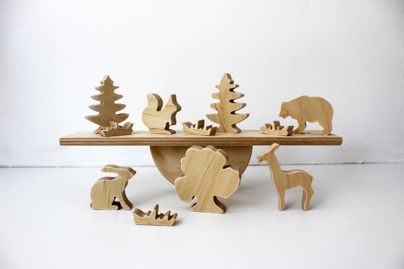 Wooden balance board puzzle - montessori baby toys, balancing animals stacking - 寶寶/兒童玩具/玩偶 - 木頭 咖啡色