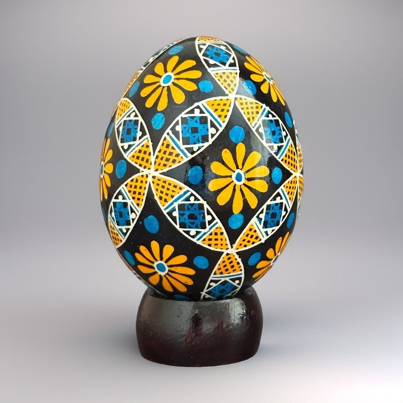 烏克蘭復活節彩蛋 純手工彩繪雞蛋殼 胡特爾式彩蛋 - 擺飾/家飾品 - 其他材質 黑色