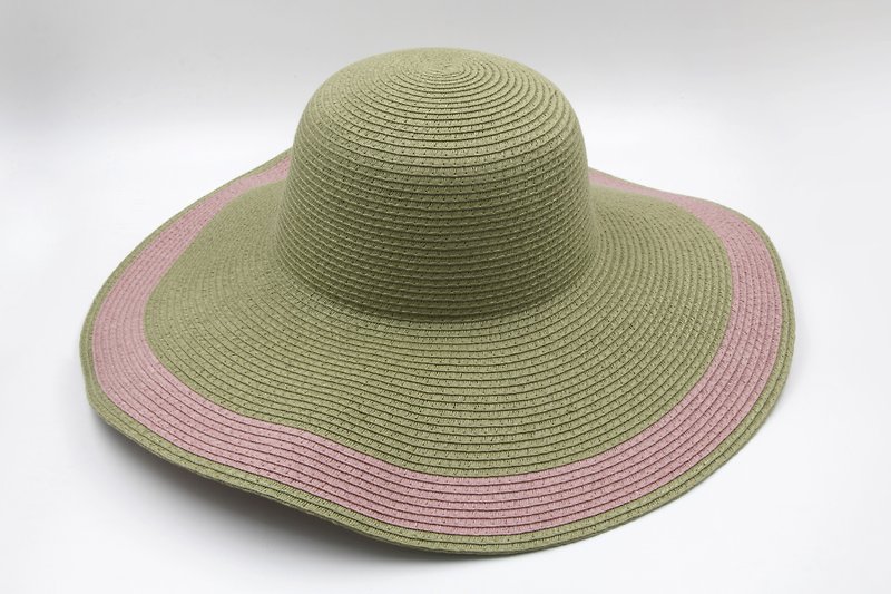 【Paper home】 Two-color big wave (military green) paper thread weave - Hats & Caps - Paper Green