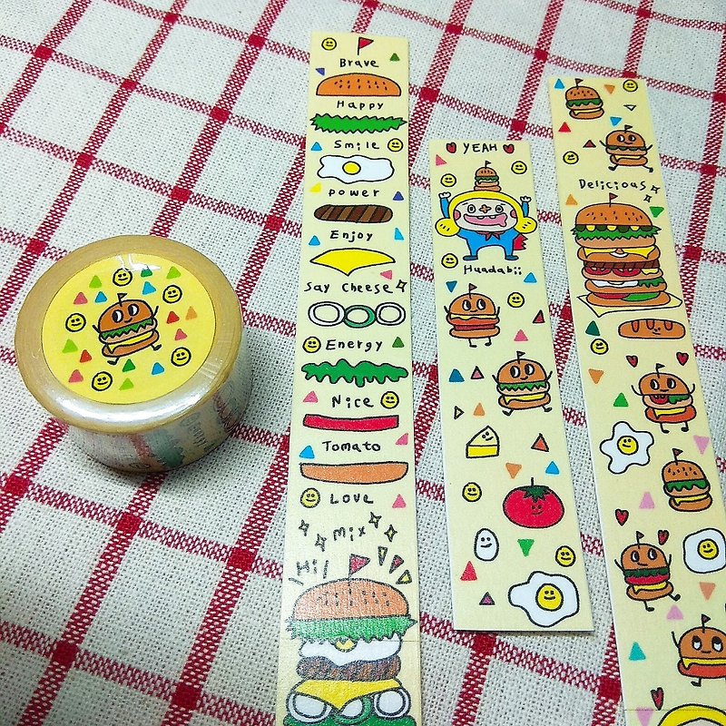 Happy Food Burgerburger / Paper Tape - Washi Tape - Paper Orange