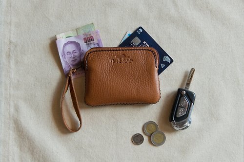 Thesis Crisis TRIPLET MINI- SMALL BAG / COIN PURSE MADE OF COW LEATHER-BROWN/TAN