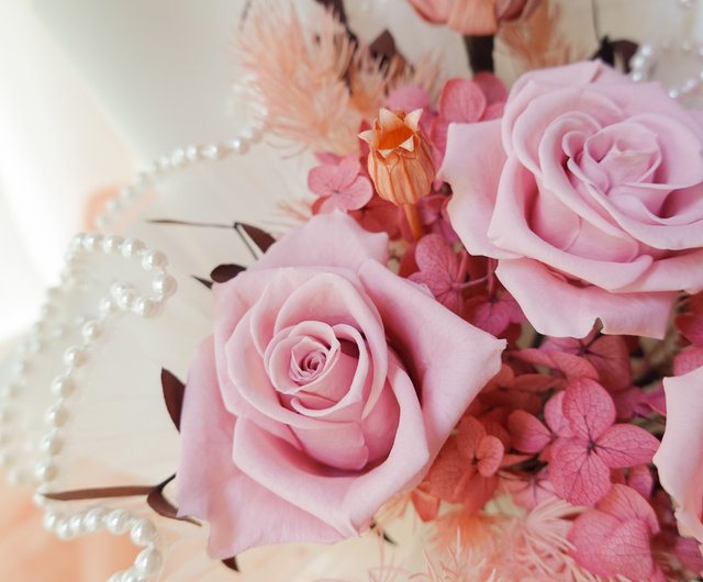 永遠の薔薇5本 パールヤーンブーケ～ピュアピンク - ショップ