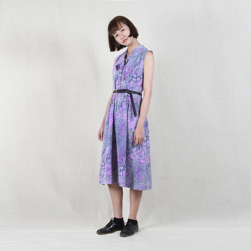 [Egg plant ancient] purple jade galaxy printed sleeveless dress - One Piece Dresses - Polyester Purple