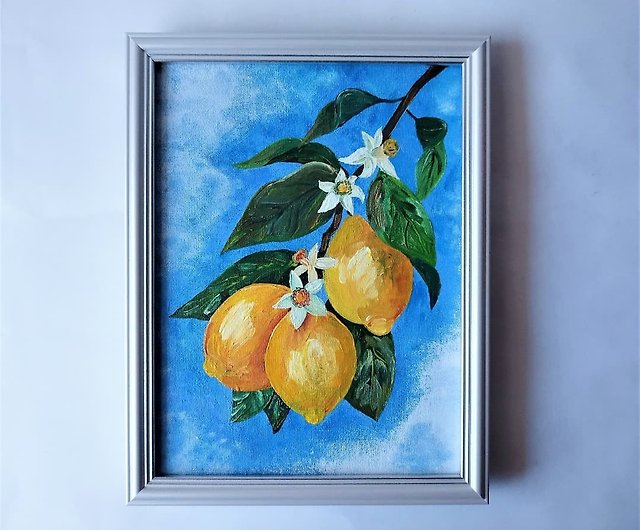レモン原画/レモンの木のアクリル画/レモンの壁の装飾 - ショップ