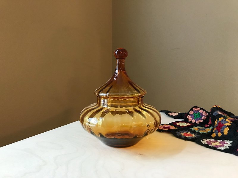 Amber brownware / North African style - กล่องเก็บของ - แก้ว สีนำ้ตาล