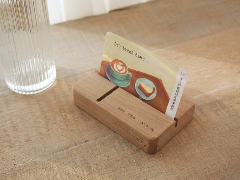 Walnut Dual-Purpose Reversible Cross Business Card Holder - Card Stands - Wood 