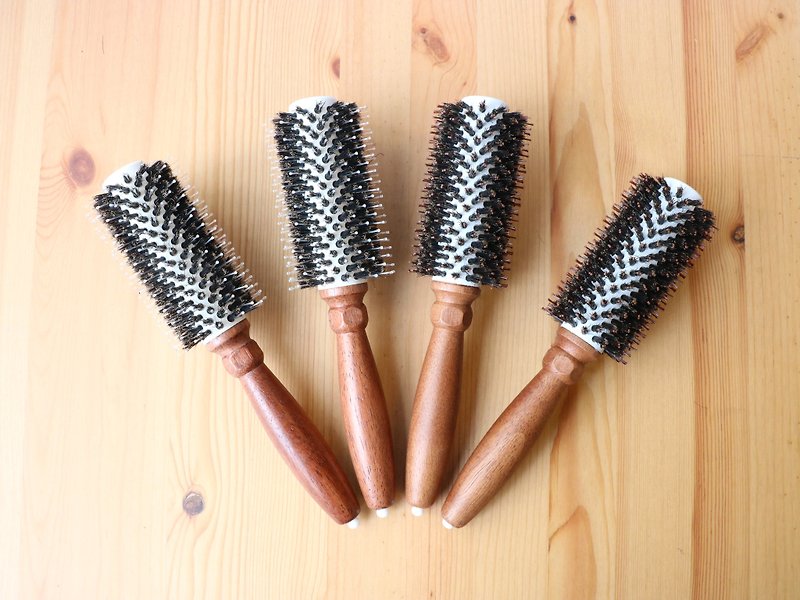 24 rows ceramic paint thermal conductive aluminum tube bristle round comb - Makeup Brushes - Wood Brown