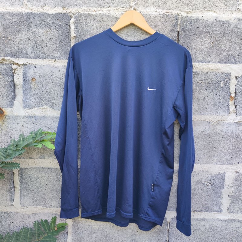 Vintage Y2K  Nike Long Sleeve Athletic Shirt - 男 T 恤 - 棉．麻 藍色