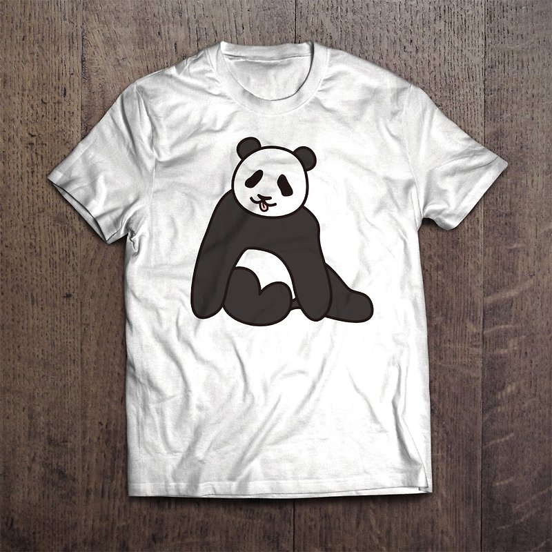 Funny Animal T-shirt Ashiyuki Panda - Women's T-Shirts - Cotton & Hemp White
