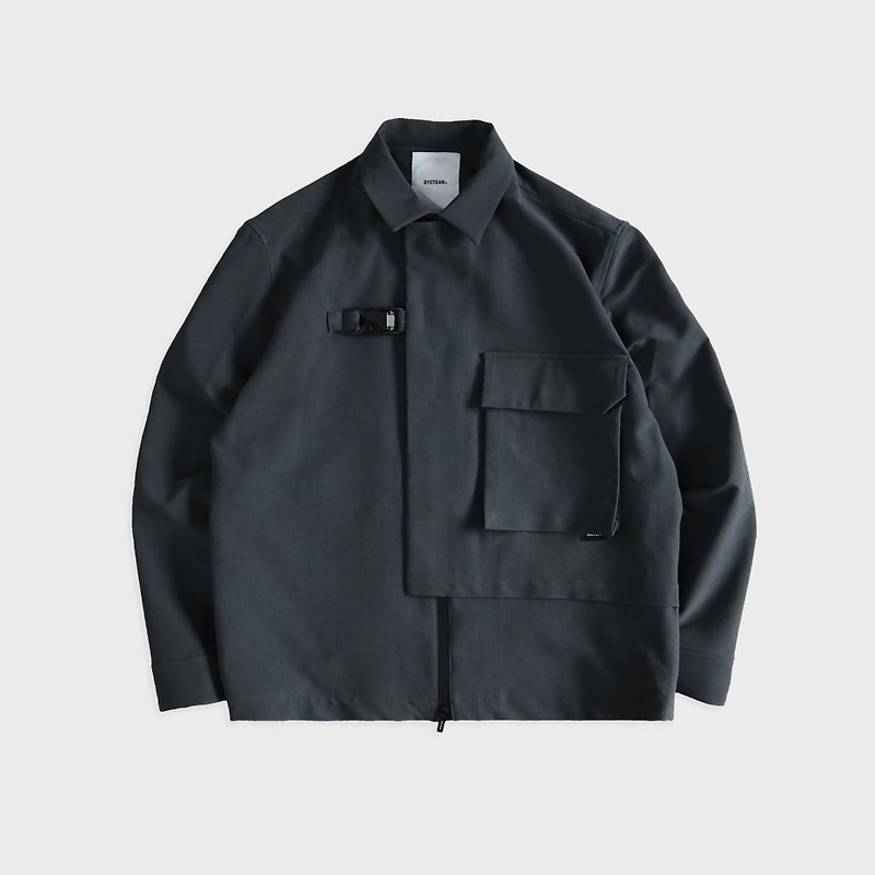 DYCTEAM - RePET Buckle asymmetry jacket (gray/blue) - 男夾克/外套 - 其他材質 黑色