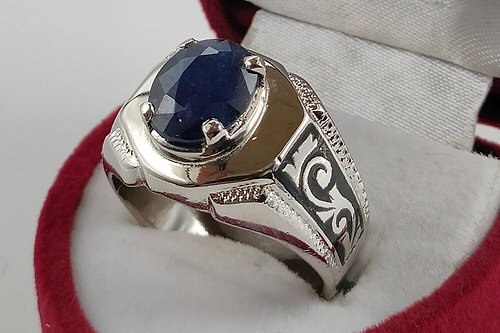 gemsjewelrings Blue Ceylon Sapphire Men Ring Sterling Silver 925 Ring Clean Luster Blue Rings