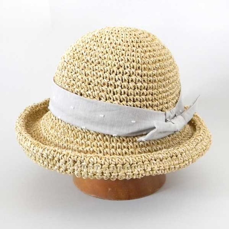 A fine knitted paper material. Sailor of a feminine silhouette with a soft finish (brim (hibiscus / hisashi) upwards) hat 【PL 1664-Beige】 - Hats & Caps - Paper 