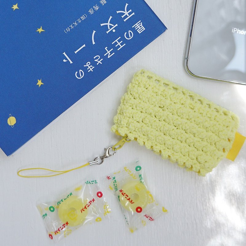 Ba-ba handmade picotte knitting zipper mini-pouch  No.MFP3 - 散紙包 - 其他材質 黃色