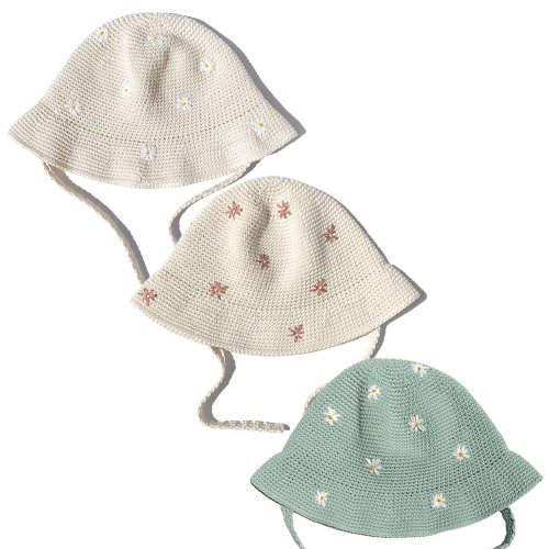 BABY] FLOWER embroidery tulip hat crochet hat - 設計館