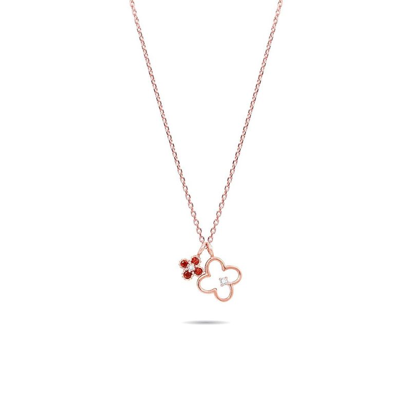 L'amour Lucky Clover Necklace (Rose Gold) - สร้อยคอ - เงินแท้ 