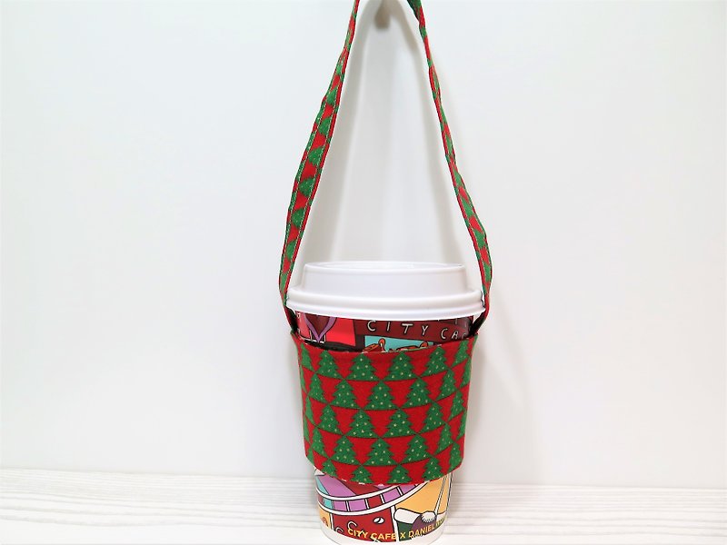 Christmas exclusive / environmentally friendly beverage cup sets. Purse. Japan limited edition cotton - Christmas style - ถุงใส่กระติกนำ้ - ผ้าฝ้าย/ผ้าลินิน สีแดง