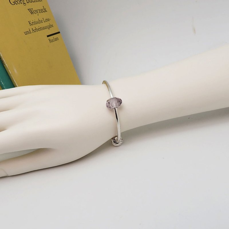 純銀寶石手環 紫晶圓扁珠款 14mm天然石圓珠 手圍可選