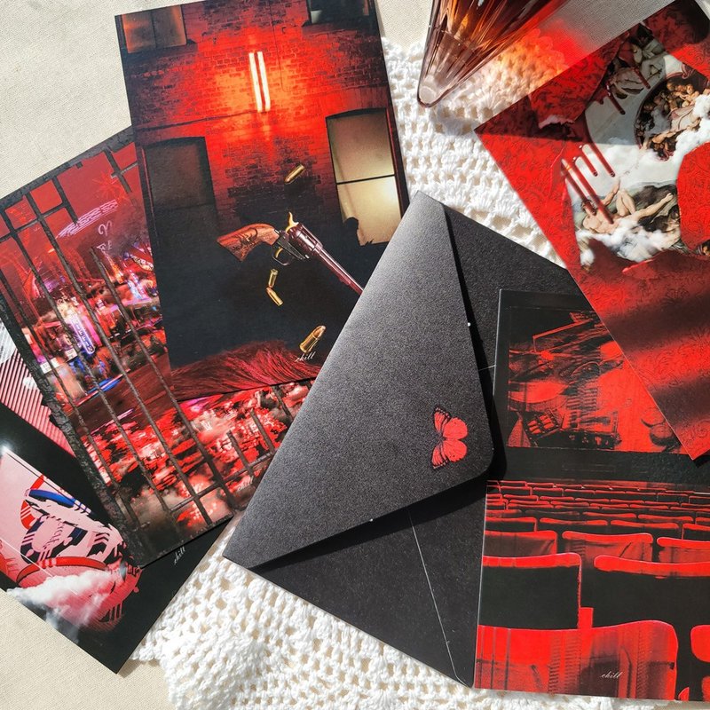 Red Trigger Post Card Set - 卡片/明信片 - 紙 紅色