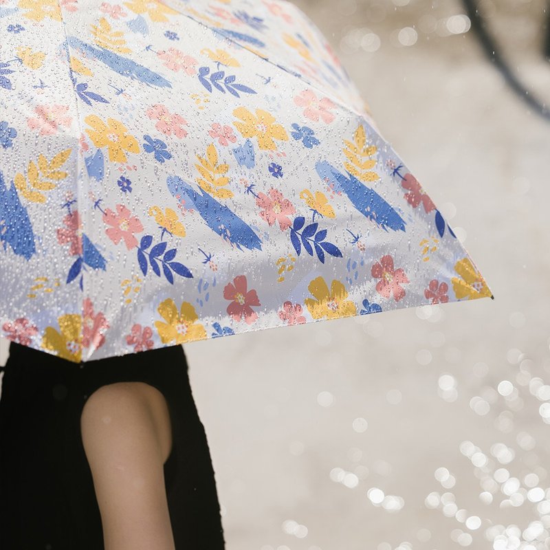 【rento】Carbon Fiber Lightweight Vinyl Sunny Umbrella-Flower Chaoyuexi (Dark Blue) - ร่ม - วัสดุกันนำ้ ขาว