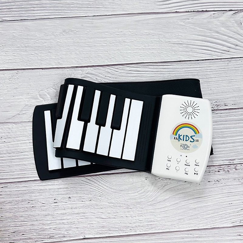 ハンドロールピアノ 49 キーハンドロールピアノ USB 充電式バージョンスリムシリコーン電子オルガン - ギター・楽器 - シリコン ホワイト
