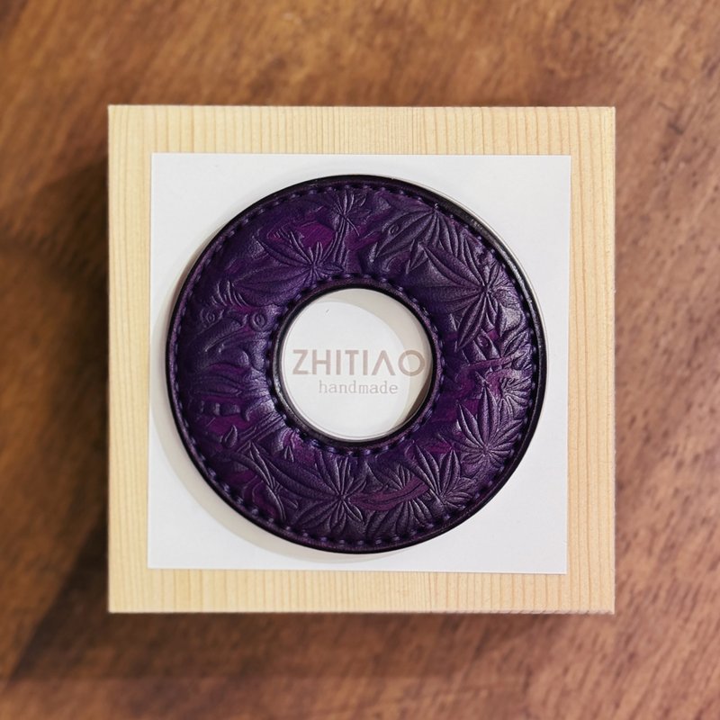 原創手工製作牛皮劍道刀鐔 般若浮生 紫色 劍鍔 Tsuba - 運動配件 - 真皮 紫色
