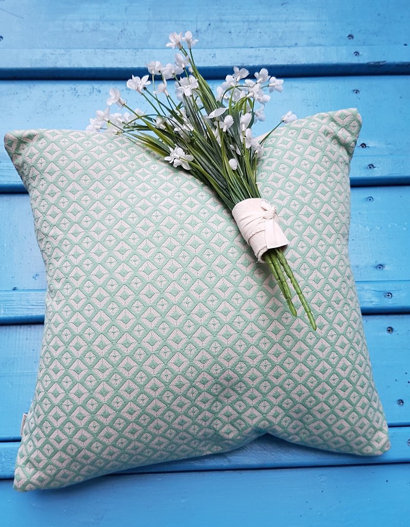 北歐風格特色復古綠色幾何圖案抱枕/靠枕 - 枕頭/抱枕 - 棉．麻 綠色